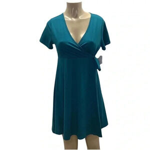 West Loop Size Medium Teal Wrap Style Dress. New With Tags